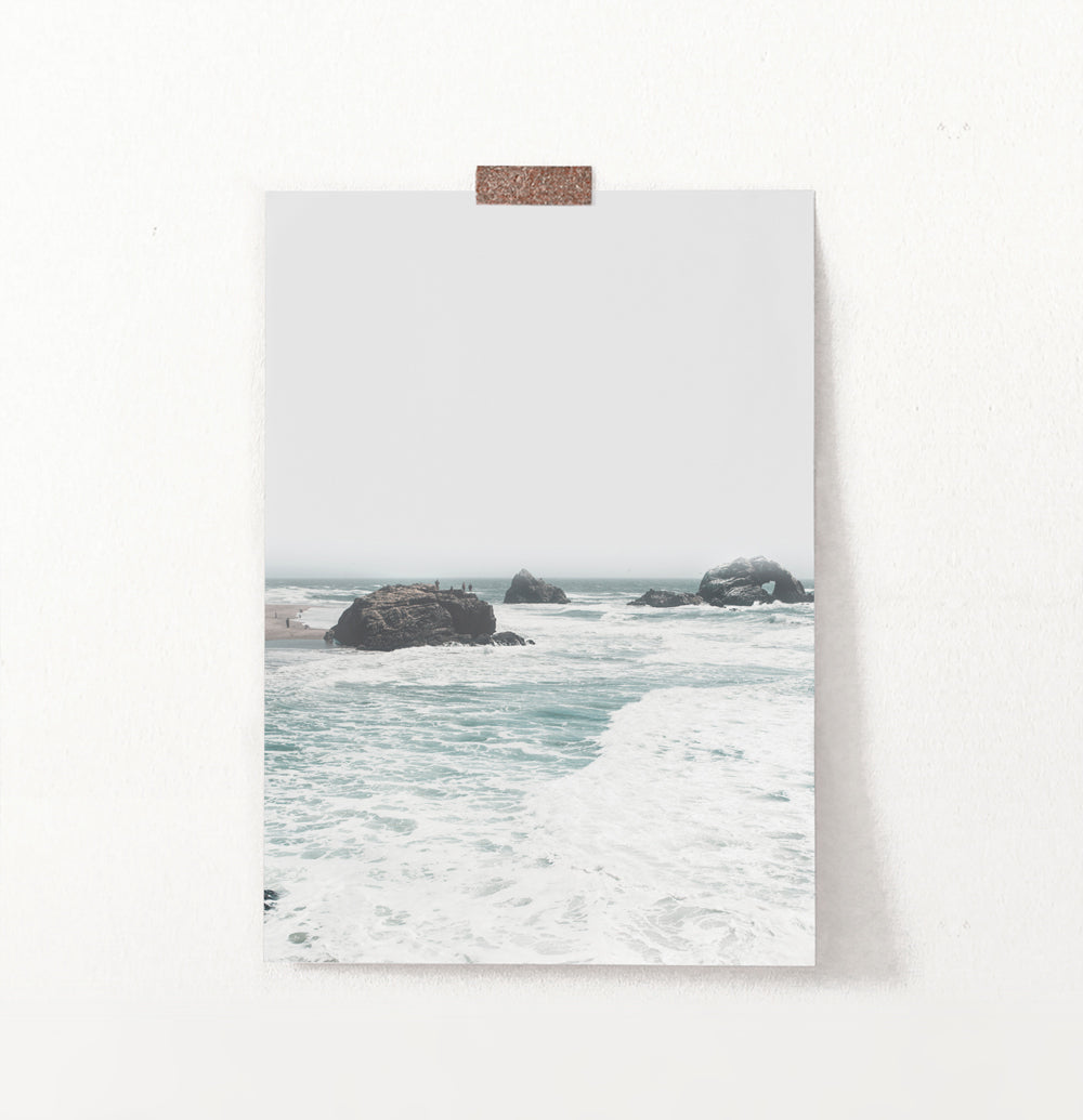 Ocean Rock Wall Art with Coastal Sea Water