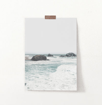 Ocean Rock Wall Art with Coastal Sea Water