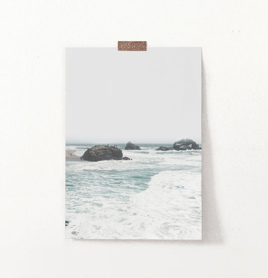 Ocean Rock Wall Art with Coastal Sea Water