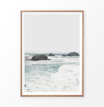 Load image into Gallery viewer, Coastal Wall Art with Ocean Beach and Rocks in the waves
