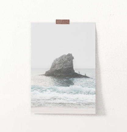 Coastal Rock Sea Wall Art with Beach Waves