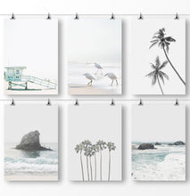 Load image into Gallery viewer, Gray Coastal Wall Art, Set of 6 Prints, Beach Photography, Sad Ocean Pictures
