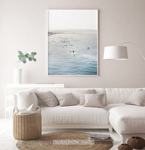 Surfers in California Beaches Living Room Wall Art
