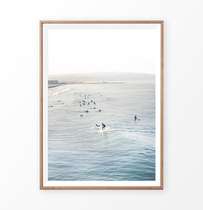 Ocean Surfing. California Beach Print