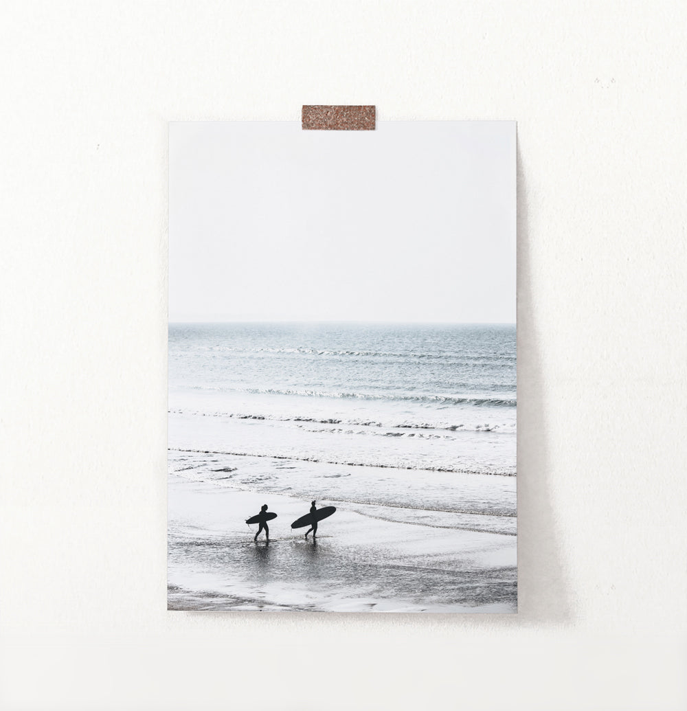 Surfers Walking on Seaside Print