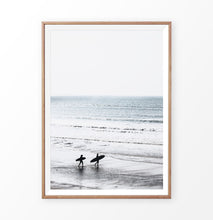 Load image into Gallery viewer, Surfers walking toward the ocean. Coastal Beach Decor
