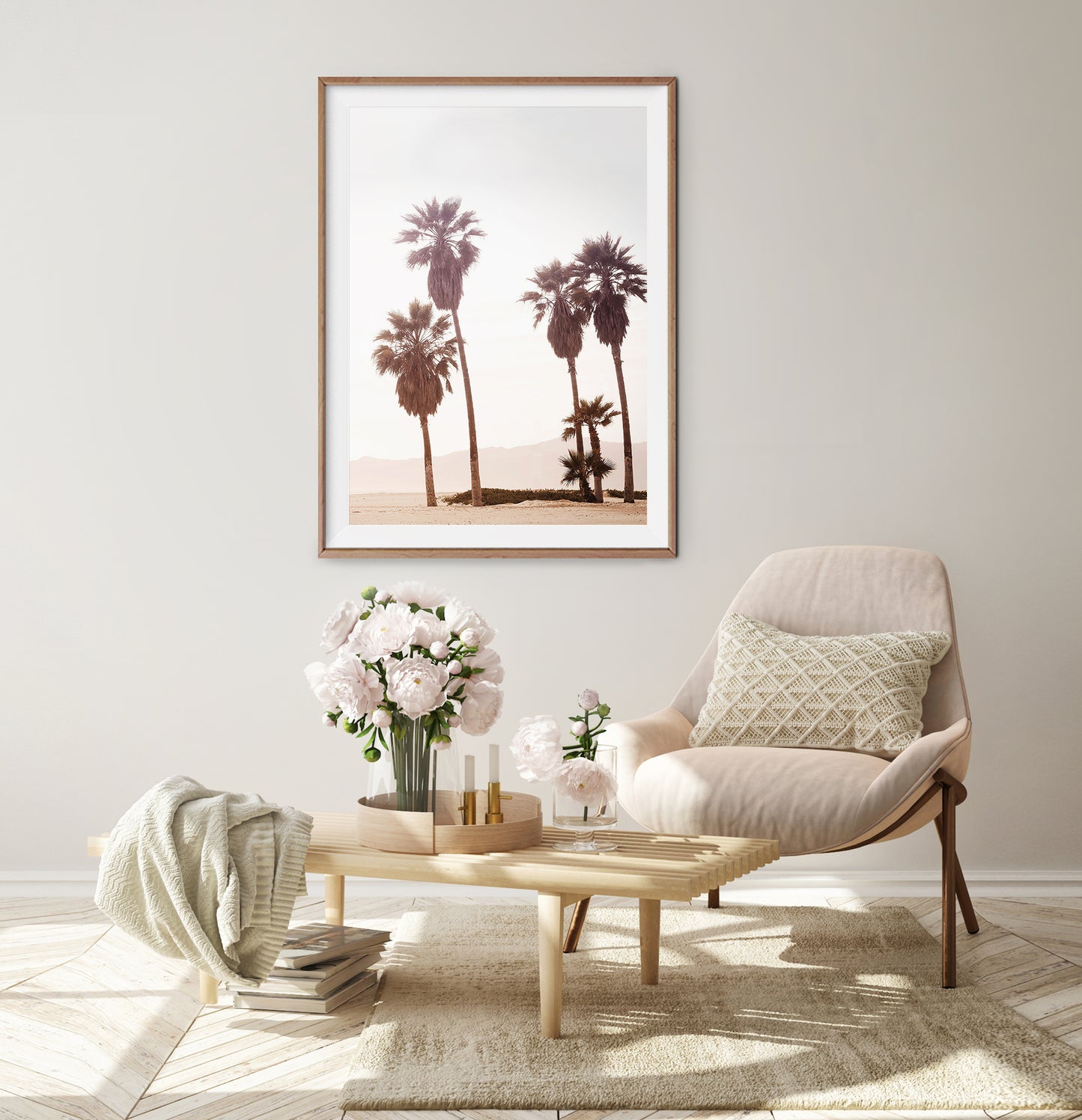 Beach Palm Decor For Beige Walls