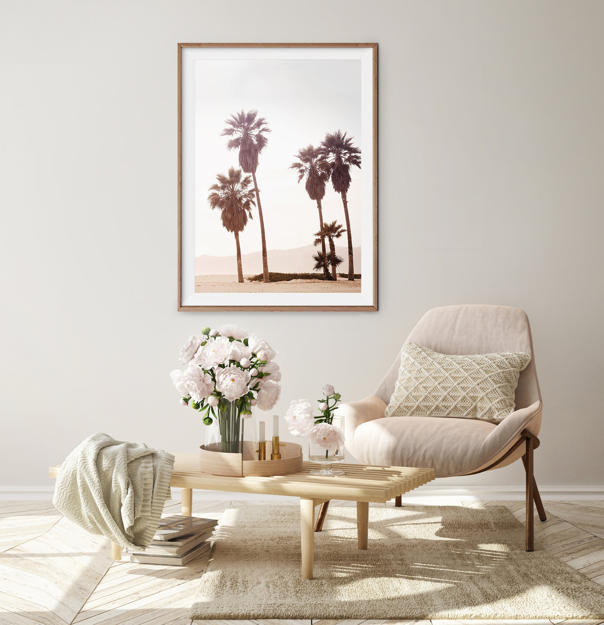 Beach Palm Decor For Beige Walls