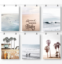 Load image into Gallery viewer, Beach surf photo, ocean art, beach wall art, positive vibes only
