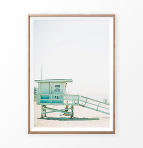 Pastel Beach Wall Decor with Lifeguard Tower