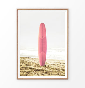 Pink Surfboard Wall Art Print for Nursery