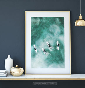 Coastal Photography Print with surfers