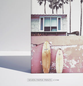 Pink surfing wall art. Set of 3 canvas prints #177