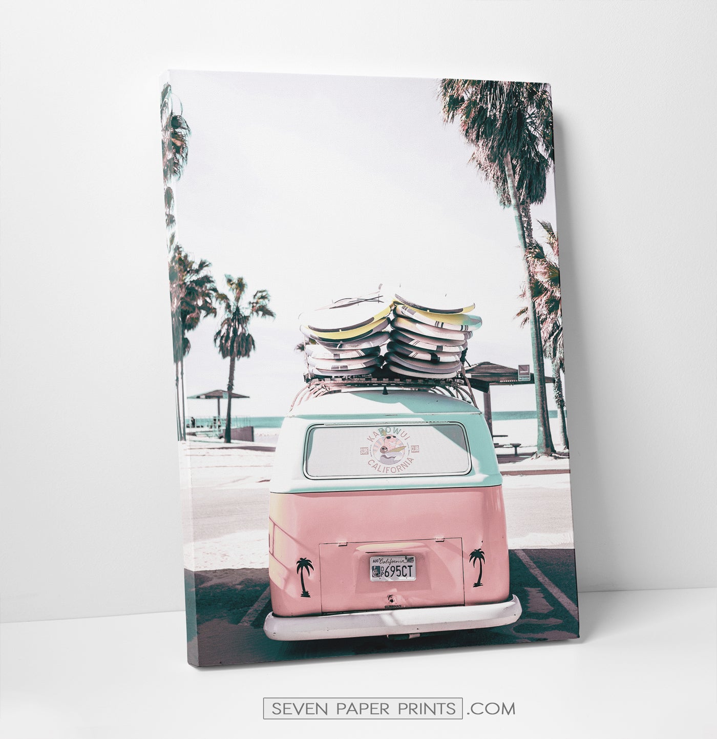 Pink surfing wall art. Set of 3 canvas prints #177
