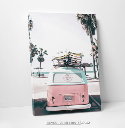 Pink surfing wall art. Set of 3 canvas prints #177