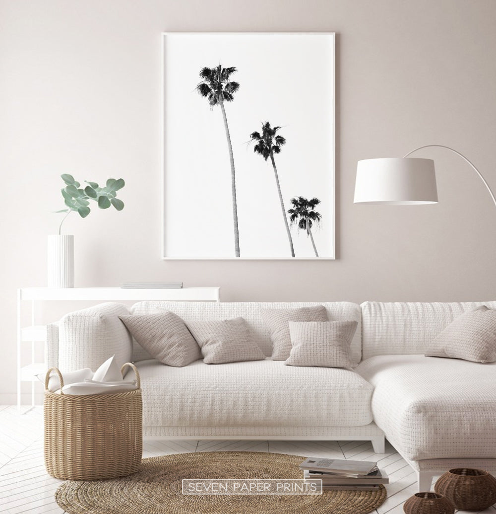 Black and White Coastal Palm Trees Wall Art
