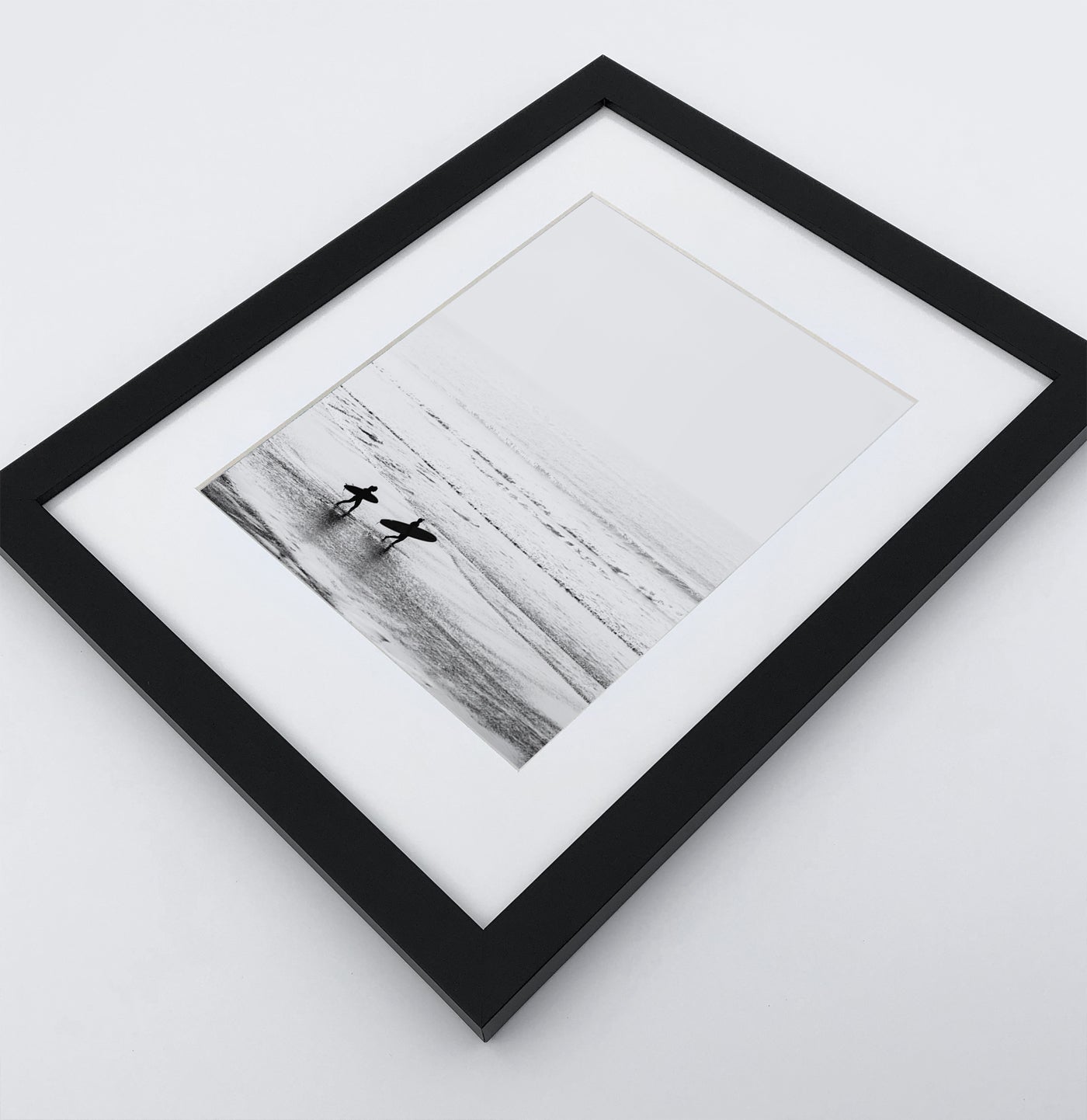 Board Against A Palm, Ocean Surfing 3 Framed Art Prints in b/w