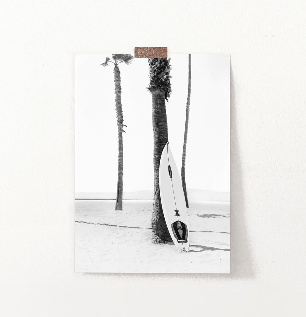 Black and White Retro Surfboard Wall Art