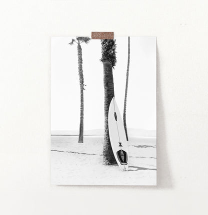 Black and White Retro Surfboard Wall Art