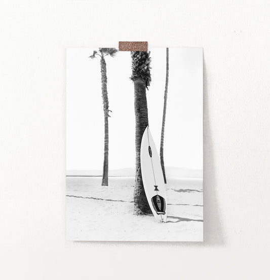 Black and White Retro Surfboard Wall Art