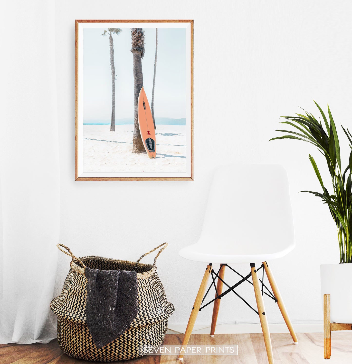 Black and White Retro Surfboard Wall Art