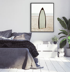 Surfboard Erected on the Beach Sand Wall Art