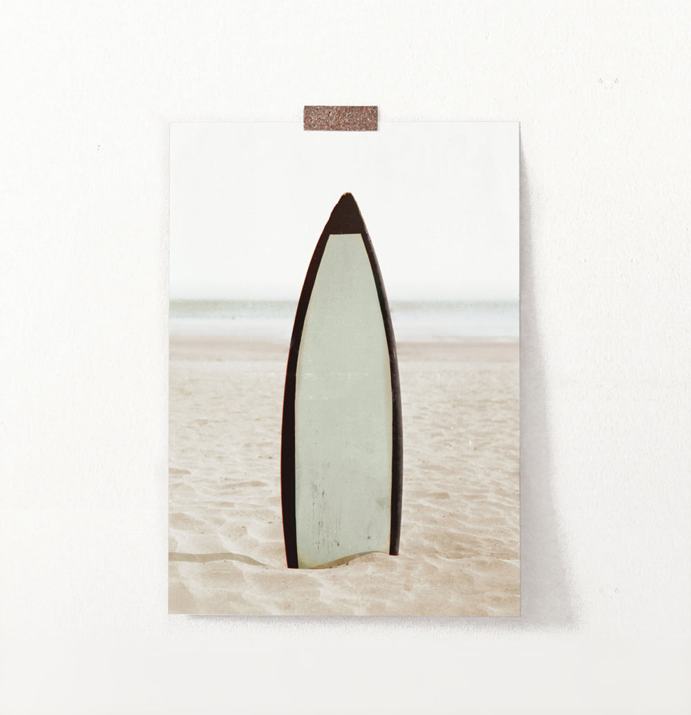 Surfboard Erected on the Beach Sand Wall Art