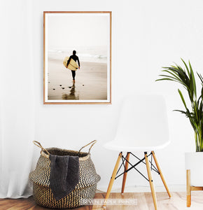 Surfer Walking Alone on the Seaside Print