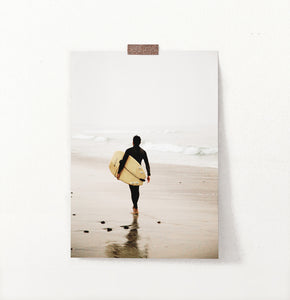 Surfer Walking Alone on the Seaside Print