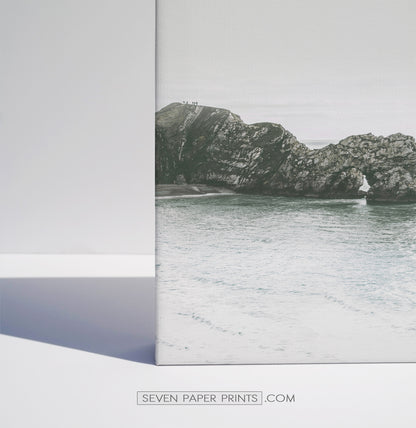Gray tropical palms and ocean wall art. 3 piece canvas #190