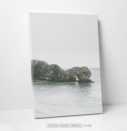 Gray tropical palms and ocean wall art. 3 piece canvas #190