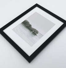 Load image into Gallery viewer, A framed photo print with a rock in the ocean
