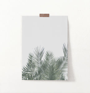 Green Palm Leaf on Gray Print