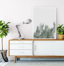 Load image into Gallery viewer, Green Palm Leaf on Gray Print
