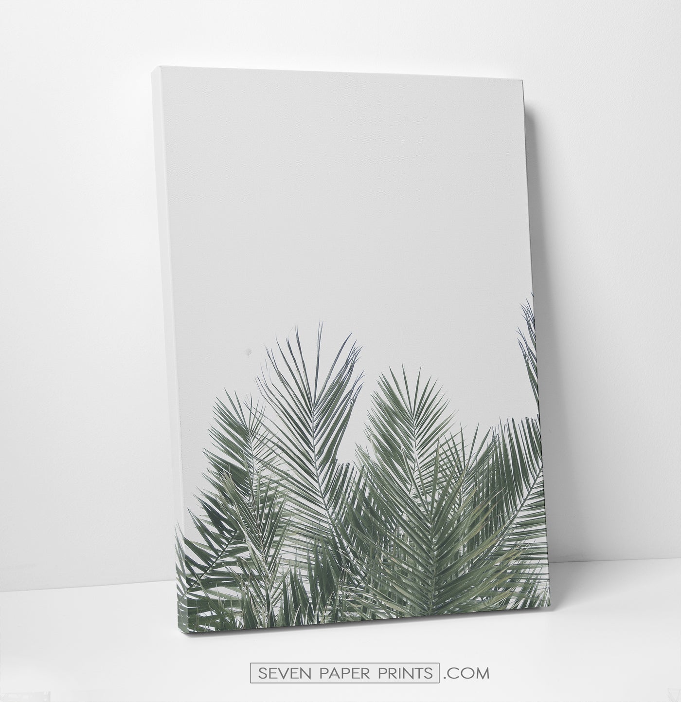 Gray tropical palms and ocean wall art. 3 piece canvas #190