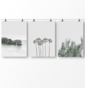 Palm Tree Leaves, Beach Wall Art Décor, Ocean Beach Waves, Ocean Rock