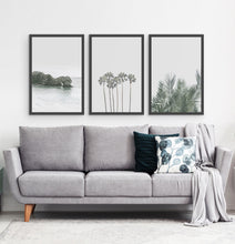 Load image into Gallery viewer, Three framed photo prints with a rock and some palms 4
