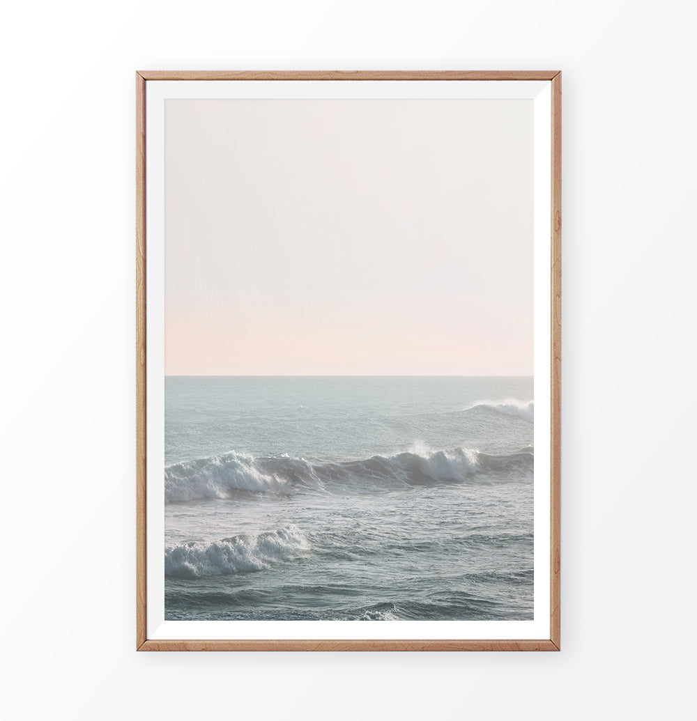 California Ocean Waves Sunset Print