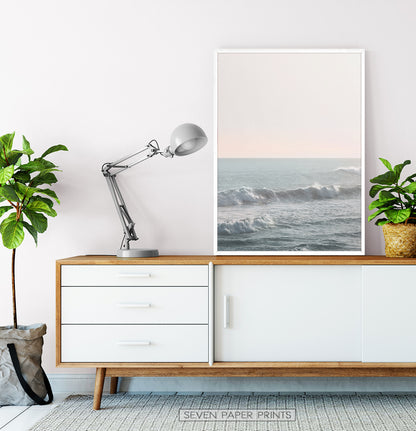 California Ocean Waves Sunset Print