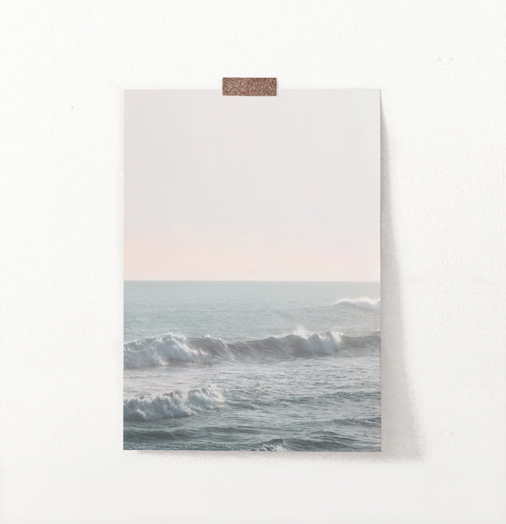 California Ocean Waves Sunset Print