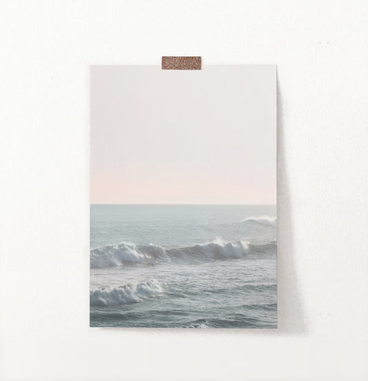 California Ocean Waves Sunset Print