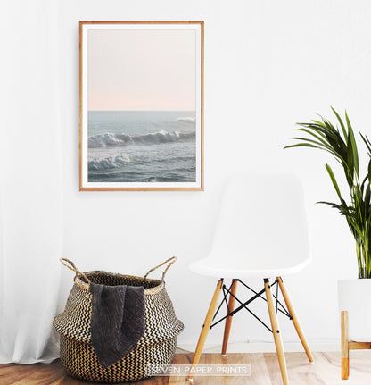 California Ocean Waves Sunset Print