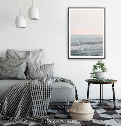 California Ocean Waves Sunset Print