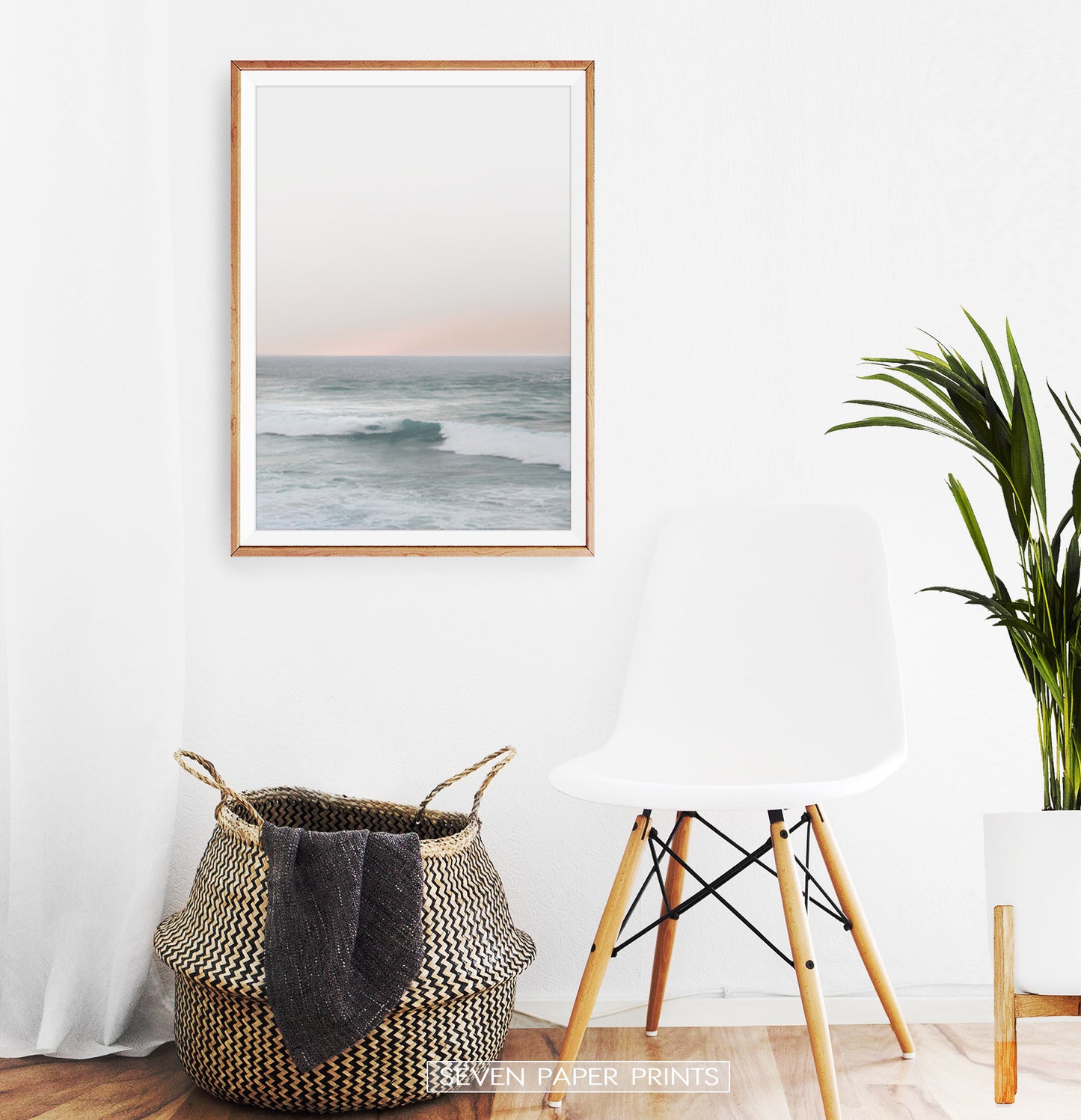 Santa Monica Beach Wall Art with Calm Ocean Water