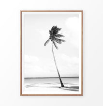 Load image into Gallery viewer, Black and white palm tree on the beach art
