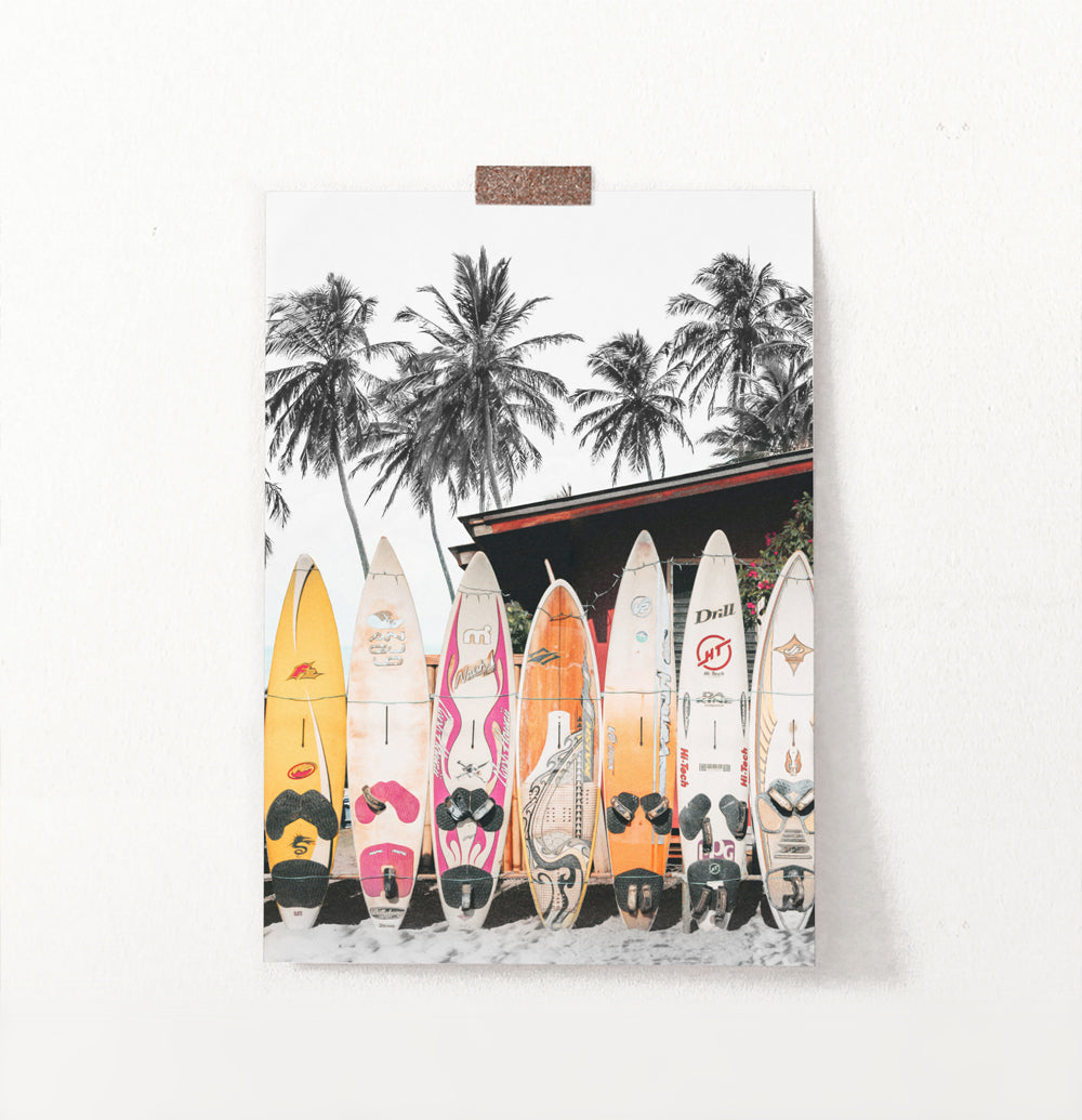 Tropical Surf Wall Art with Surfboards