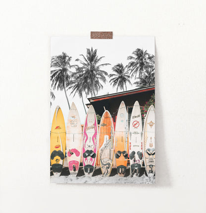 Tropical Surf Wall Art with Surfboards