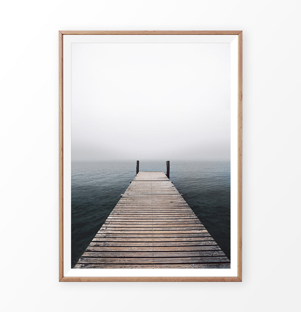 Jetty Ocean Pier on Foggy Waves