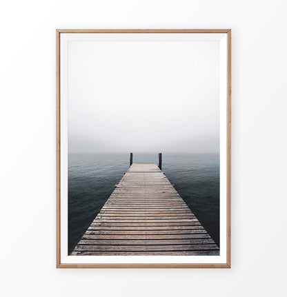 Jetty Ocean Pier on Foggy Waves