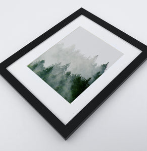 Misty Green Forest Landscape Set of 3 Framed Posters